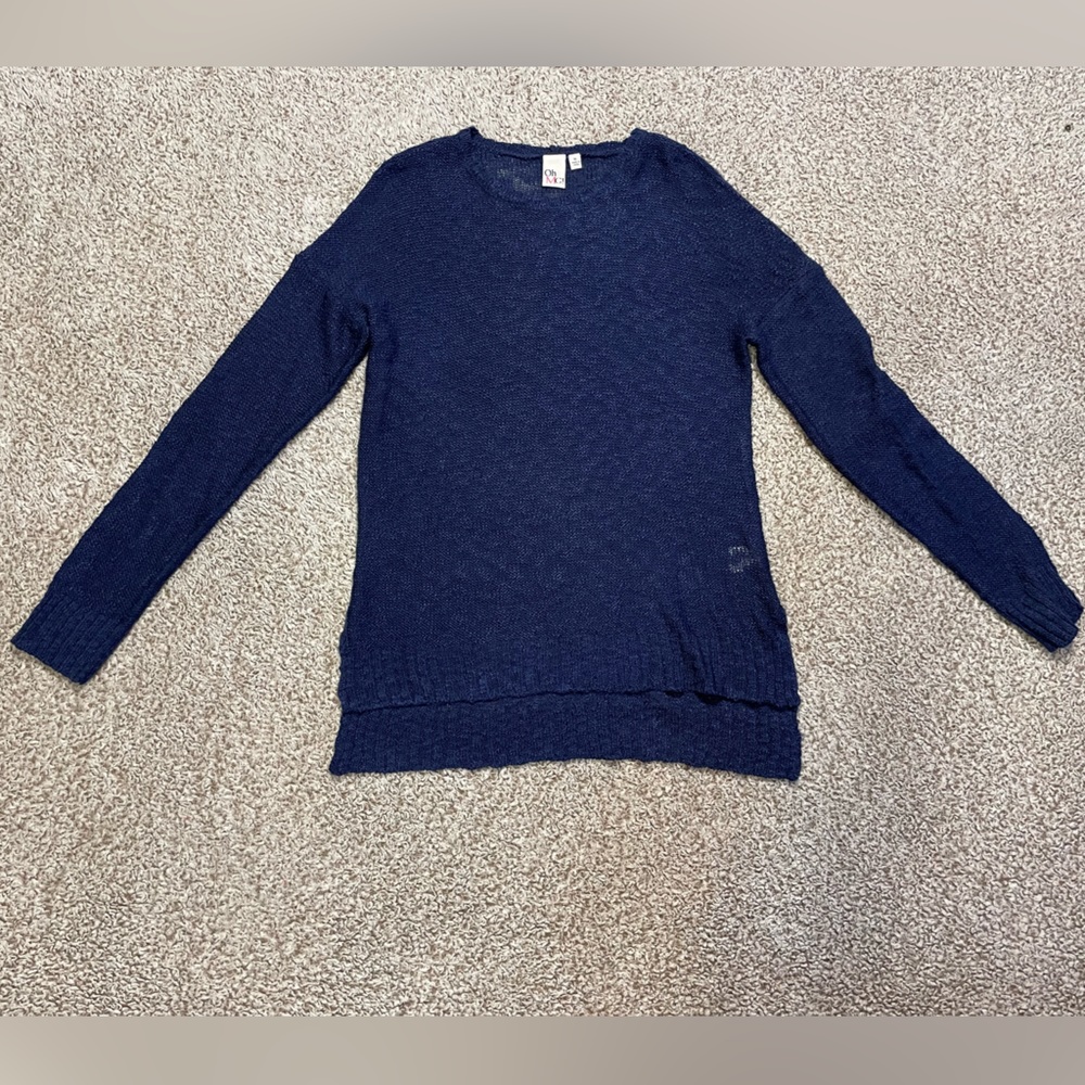 Oh MG! Women's Blue Medium Hi-Low Knit Long Sleeve Sweater Size XL